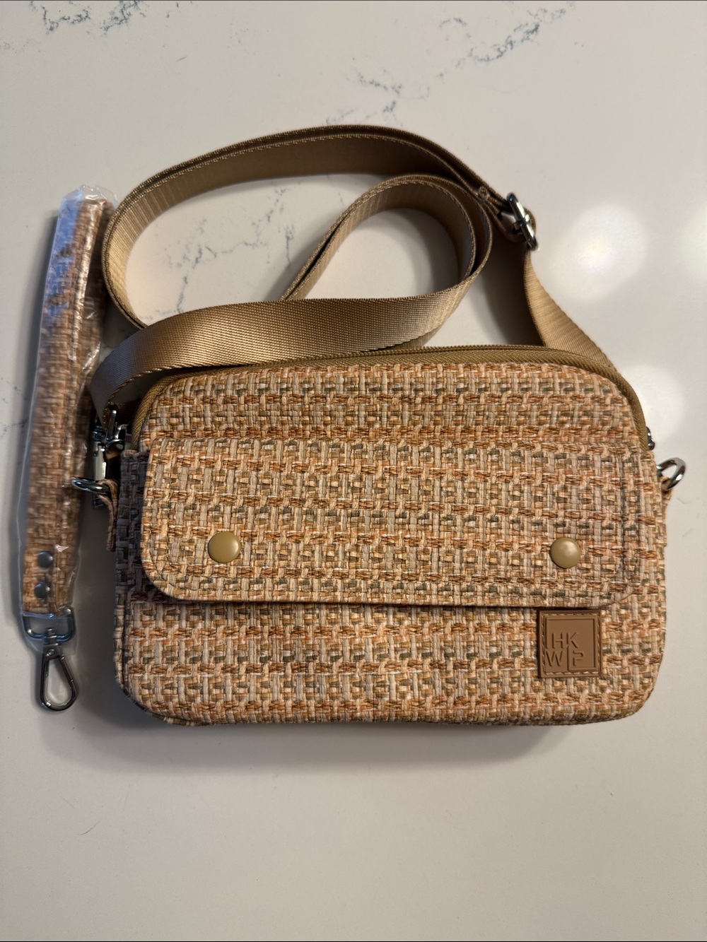 IHKWIP Tan Crossbody Bag with Front Flap